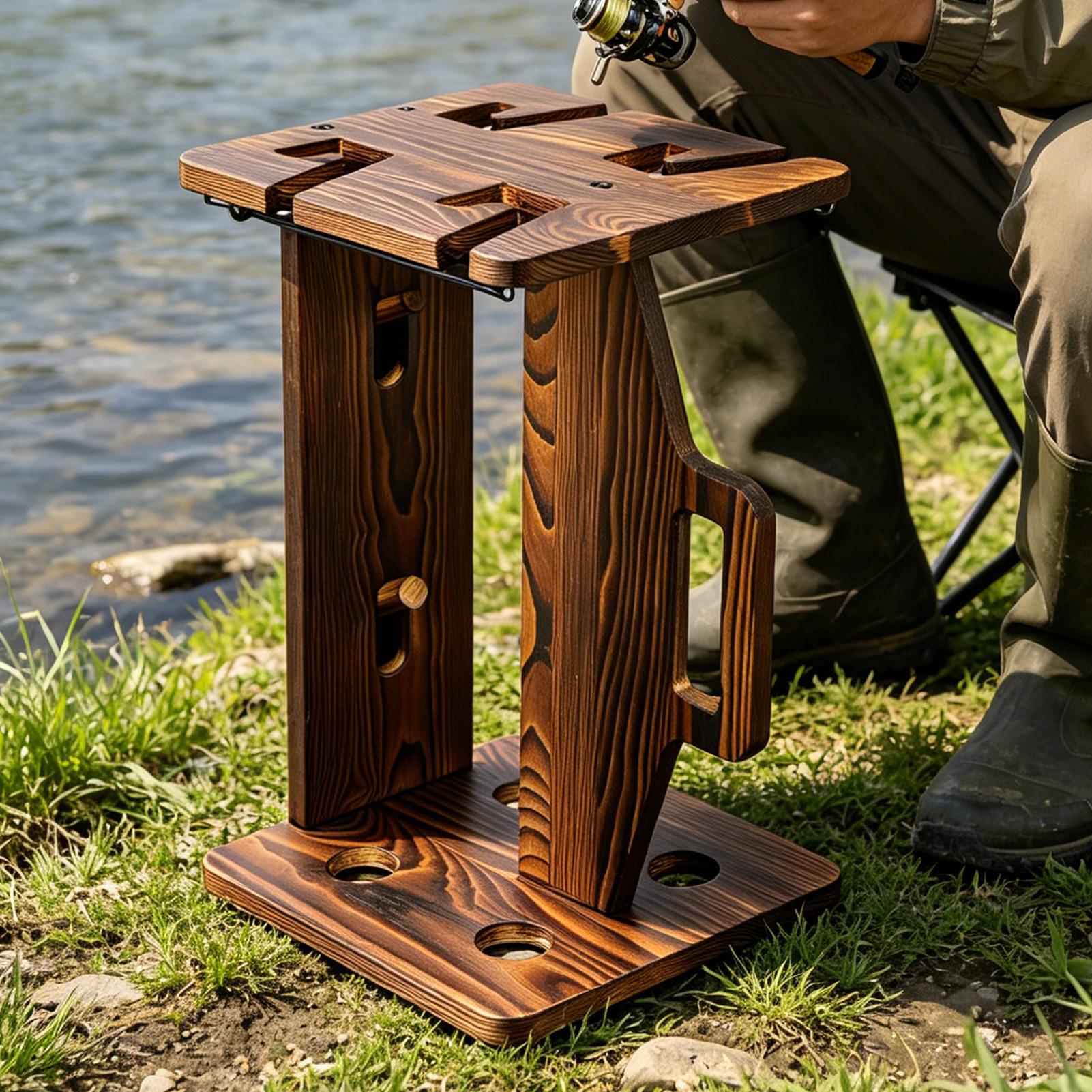 حامل قصبة صيد خشبي محمول قابل  - مراجعة Fishing Rod Rack وسعره